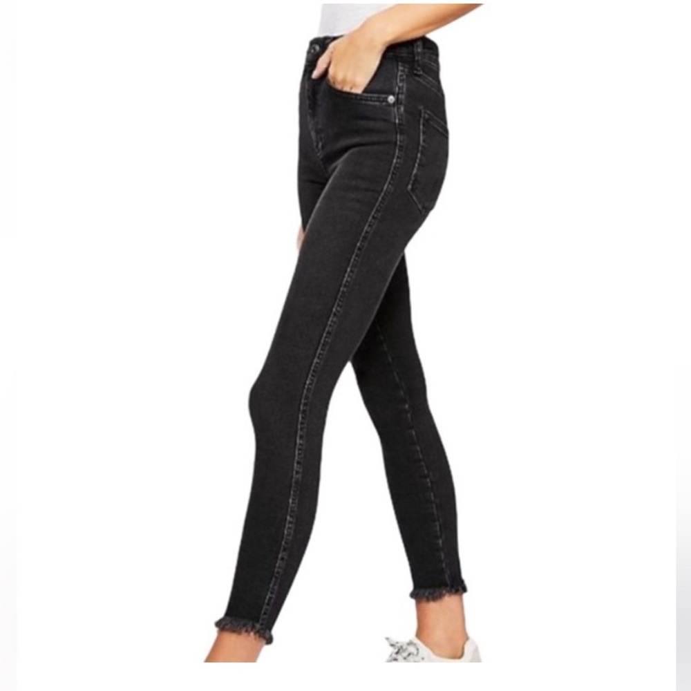 We the Free Black High Rise Raw Hem Skinny Jeans Size 30